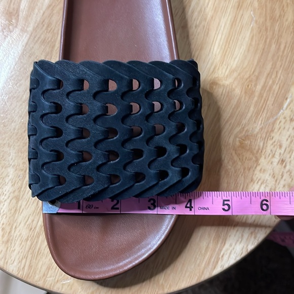 NWOT Rag & Bone Bailey Slide Black Leather Woven Textured Sandal Women’s 8.5-9 - Picture 7 of 14